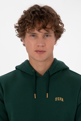 U.S. Polo Assn. Erkek Regular Fit Kapüşonlu Şardonlu Koyu Yeşil Basic Sweatshirt 50315582-VR079
