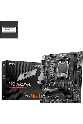 MSI Pro A620M-E AMD A620 6800 MHz (OC) DDR5 Soket AM5 mATX Anakart
