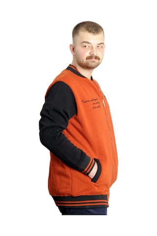 Mode Xl Büyük Beden Erkek Kolej Mont Baskılı Ceket 23631 Tarçın Tarçın