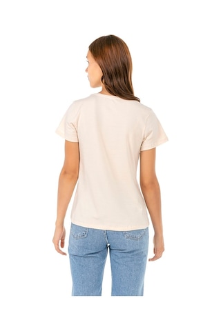 Vıshenka Kadın Bej Compact Penye Yazı Baskılı T-Shirt (500592675) Bej