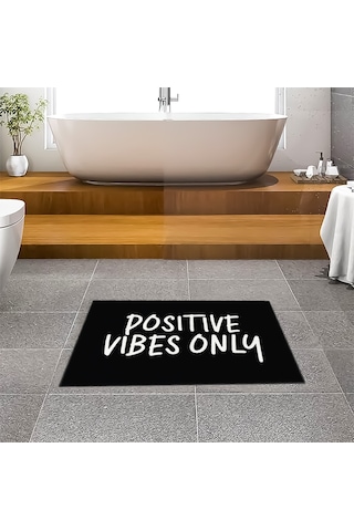 Evaşk Banyo Paspası İpeksi Kadifemsi Halı Yüzey Kaymaz Taban 40x60 BM03440S Siyah