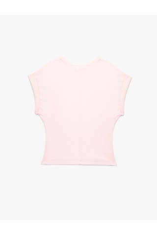 Koton Pamuklu Yuvarlak Yaka Katlamalı Kap Kol Drape Detaylı Bluz Pembe 6sak50365ek Gül