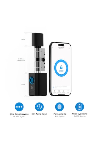 Şımart Akıllı Kapı Kilidi Parmak İzi, Şifre Kombinasyonu, Akıllı Kart, Fiziksel Anahtar Ve Mobil Uygulama