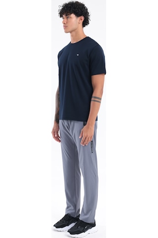 Rowinger Modal İnterlock Kumaş Minimal Logolu Bisiklet Yaka Erkek Spor T-shirt Navyblue