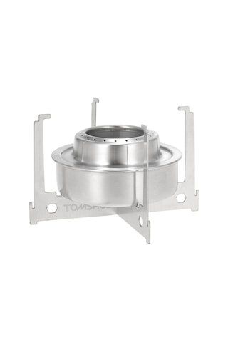 Tenfowee Kompakt Ultralight Çelik Alkol Ocağı, Katlanabilir Ayaklı, 120ml, Kamp Ve Bisiklet Turları İçin Taşınabilir Isıtma Aleti Gümüş