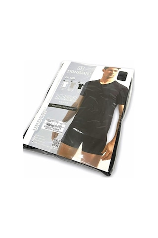 Josejuan 2'li Erkek Atlet V Yaka Yarım Kollu Koton Likralı 1303-2'li Gri Melanj