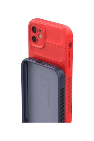 Apple iPhone Uyumlu 11 Kılıf Kamera Korumalı Esnek Silikon Parmak Şeritli Erd Siyah