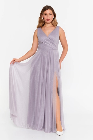 Doridorca Kadın Büyük Beden Sim Detaylı Kolsuz Maxi Abiye Elbise 6111 Vizon Vizon