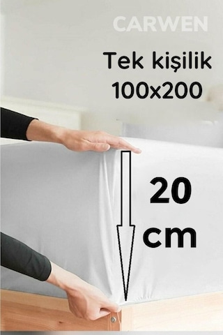 Lionas Tek Kişilik Ranforce Pamuk Kumaş Lastikli Çarşaf Seti 100x200 Açık Gri