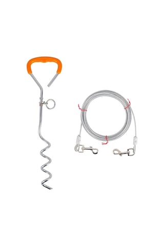 Sones Dış Mekan Evcil Hayvan Tasması Paslanmaz Çelik Zemin Çivisi Sabitleme Cıvatası, Özellikler: Yükseltme + Tel Halat