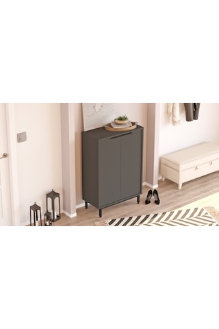 Robin Home Rio Ayakkabılık Metal Ayaklı 5 Raflı Antrasit