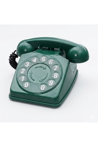 Vintage Home Retro Çevirmeli Klasik Antika Görünümlü Numaratik Telefon Dekor Yeşil Renkli