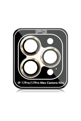 Apple iPhone Uyumlu 17 Pro / Apple iPhone Uyumlu 17 Pro Max İçin Ipg Prolens Kamera Lens Koruyucu Alüminyum Cd Çerçeveli, Kırılmaz Cam Altın