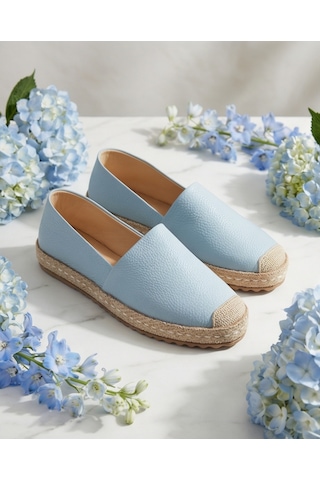 Futsishoes Lucıa Mavi Hakiki Deri Dikiş Detaylı Kadın Espadril