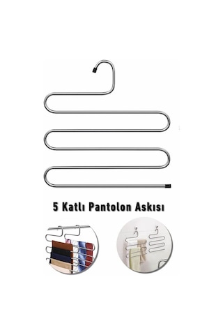 Mithra Life Metal 5 Katlı Pantolon Eşarp Askısı Mıt1029 Gri