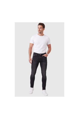 Deepsea Erkek Slim Fit %98 Pamuk Likralı Taşlanmış Yıpratma Detaylı Siyah Kot Pantolon 2600041