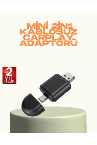 Mey İthalat Kablosuz Carplay Ve Android Auto Adaptörü Usb-a & Type-c Girişli Akıllı Dönüştürücü