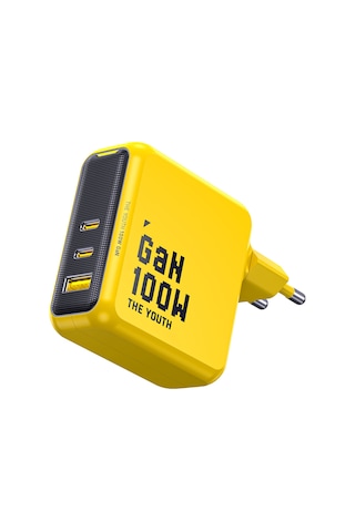 Aohi Youth 3 Portlu Şarj Adaptörü,100w Şarj Cihazı, Gan Hızlı Şarj İstasyonu, Sarı