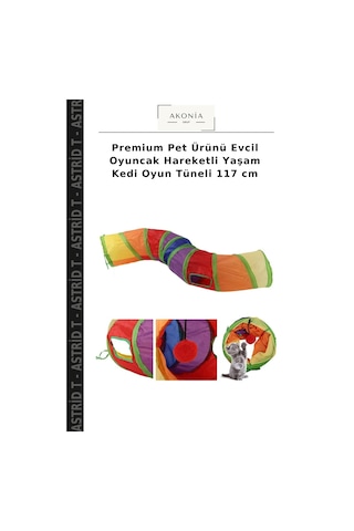 Premium Pet Ürünü Evcil Oyuncak Hareketli Yaşam Kedi Oyun Tüneli 117 Cm