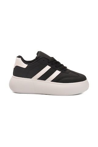 Siyah Beyaz Yüksek Taban Bağcıklı Unisex Sneaker Dvs-01 Z Siyah - Beyaz