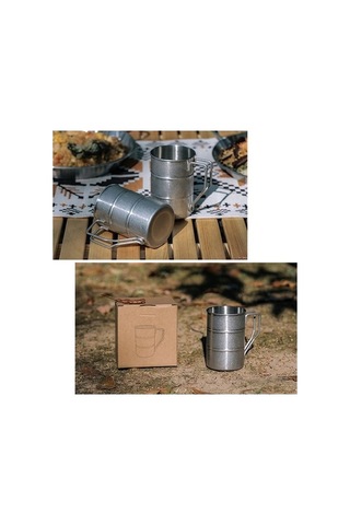 Pazly 350ml Renkli Paslanmaz Çelik Kamp Kupası, Yürüyüş Ve Dağ Çantası İçin Kulplu Çok Renkli