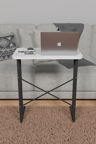 60x35 Metal Ayaklı Laptop Sehpası Çalışma Sehpası Beyaz
