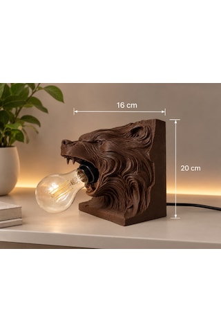 Ayı Figürlü Dekoratif Masa Lambası 3d Baskı Modern Abajur Kahverengi
