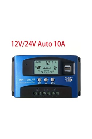 Güneş Kontrol Cihazı 10a Çift Usb Lcd Ekran 12v 24v