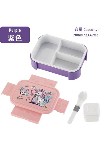 Çocuklar İçin Sevimli Öğle Yemeği Kutusu B-4 Mor