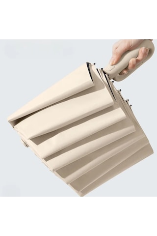 Lichen Güçlü Rüzgar Geçirmez Otomatik Şemsiye 72 Kemikleri Siyah