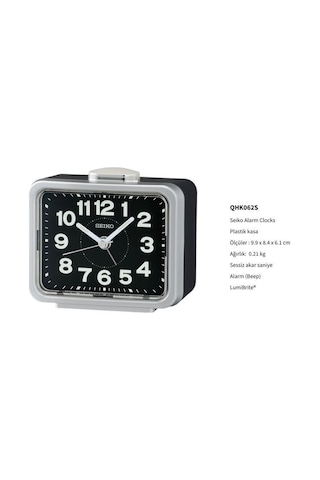 Seiko Qhk062s Sessiz Saniyeli Aydınlatmalı Bell Sesli Alarmlı Masa Saati Çok Renkli