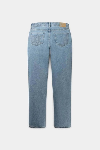 Daily Paper Kibo Jeans: Orta Mavi Renkli, Düz Paçalı Ve %100 Pamuklu Şık Pantolon Açık Mavi