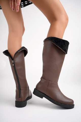 Öztürk Uzun Bükülebilen Model Kürklü Kadın Çizme Ozt-amn Kahve