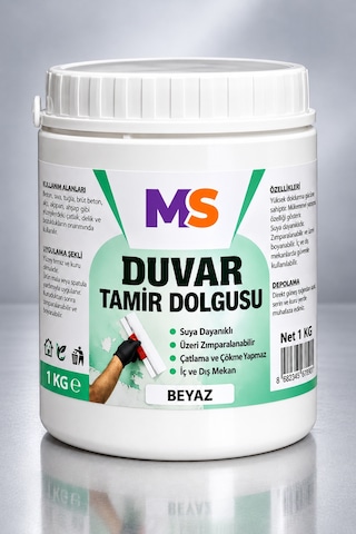 Hazır Duvar Tamir Dolgusu 1 Kg Macunu Zemin Alçı Sıva Derin Boşluk Doldurucu Çatlak Onarıcı Giderici