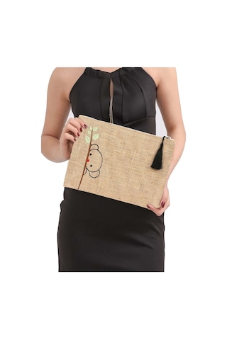 Yaratıcı Tasarım Hasır Kadın Portföy & Clutch Çanta Panda