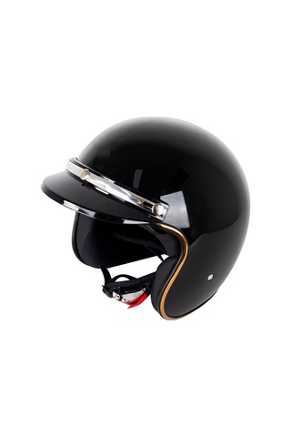 Wezone Motorsiklet Kaskı Güneş Koruyucu Visörü - 3/4 Kasklar İçin 3 Kanca Retro Stili Siyah-gümüş