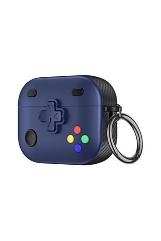 Caseonn Apple Airpods Uyumlu 5 Kılıf Gamepad Tasarımı Kilitli Kapak Lacivert