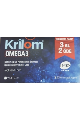 Krilom Omega-3 3x50 Yumuşak Kapsül-3 Al 2 Öde -skt:01/2025 Krilom Omega-3 3x50 Yumuşak Kapsül-3 Al 2 Öde -skt:01/2025