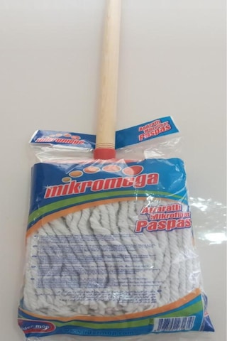 Micro Mega Geniş Mop Pamuklu Püskül Islak Paspas Ve Ahşap Sapı Ile