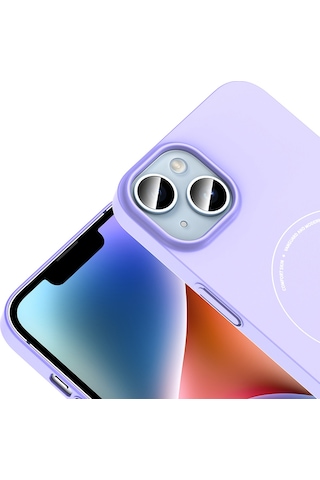 Maks Technology iPhone Uyumlu 14 Kılıf M-safe Şarj Özellikli Kamera Korumalı Mkst Elio Sert Pc Kapak - Lila