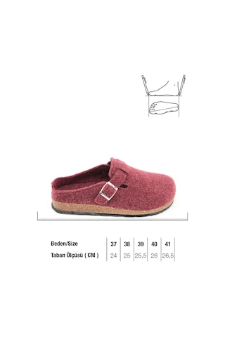 Gezer Kışlık Mantar Taban Tokalı Ayarlanabilir Kadın Ev Terliği Bordo