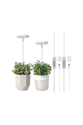 Grow Light, İç Mekan Bitkileri İçin Tam Spektrumlu Led Bitki Lambası Yüksekliği Ayarlanabilir Büyüyen Lamba, 4/8/12h, 4 Kısılabilir Parlaklık, Küçük Bitkiler İçin İdeal - Sarı Işık