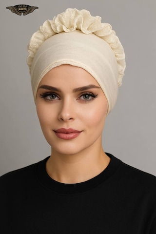 Aldaıyr Fırfır Bone Tesettür Bone Bej2