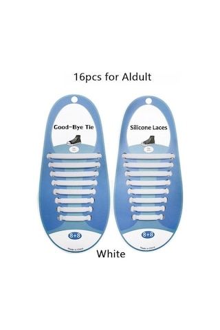 Trendooze Unisex Tüm Spor Silikon Moda Kravat Koşu Kayış Kadın Hiçbir Fit Erkek Elastik Dantel Beyaz Ayakkabılar Ayakkabı Ayakabı Atletik Adet/takım 16 Xw Beyaz