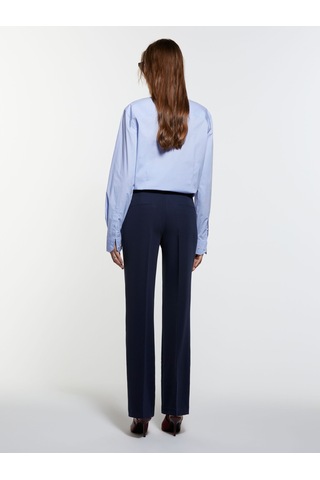 Sisley Viskoz Karışımlı Normal Bel Bol Paça Pantolon Kadın Lacivert Pantolon - 325a4kvxlf02ı
