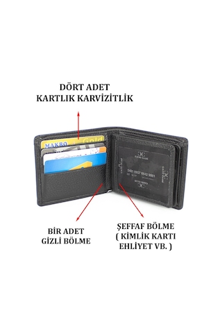 Case Club Hakiki Deri Erkek Cüzdan Kartlık Kartvizitlik Siyah