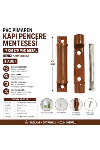 Pvc Pimapen Kapı Pencere Menteşesi 7 Cm Metal 70 Mm Kahverengi 1 Adet