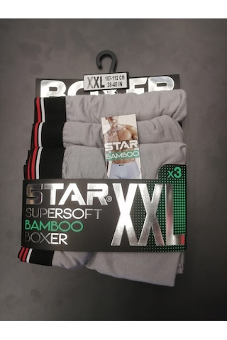 Star 3lü Erkek Süpersoft Bambu Boxer Gri