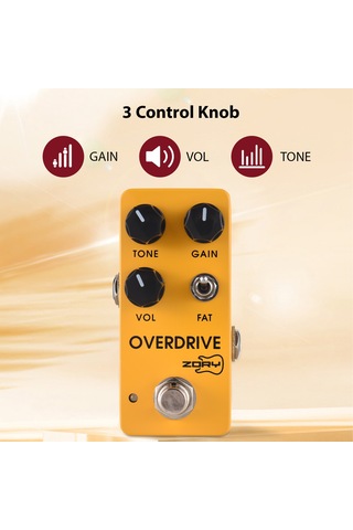 Geeksen Gitar Overdrive Efekt Pedalı Tone//vol/fat Çok Yönlü Ton Kontrolü Dc 9v 6.35mm Giriş/çıkış Arayüzü Sarı