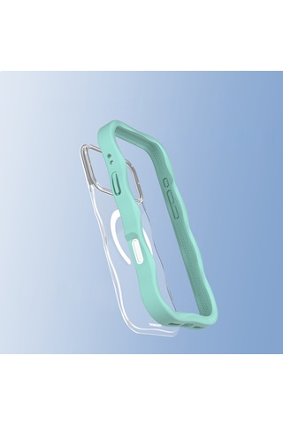 Apple Uyumlu iPhone 17 Pro Max Kılıf M-safe Şarj Özellikli Youngkit Wave Clear Serisi Kapak Açık Mavi Açık Mavi